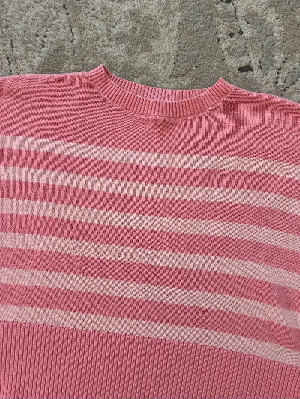 GAP Pink Striped Crewneck Sweater